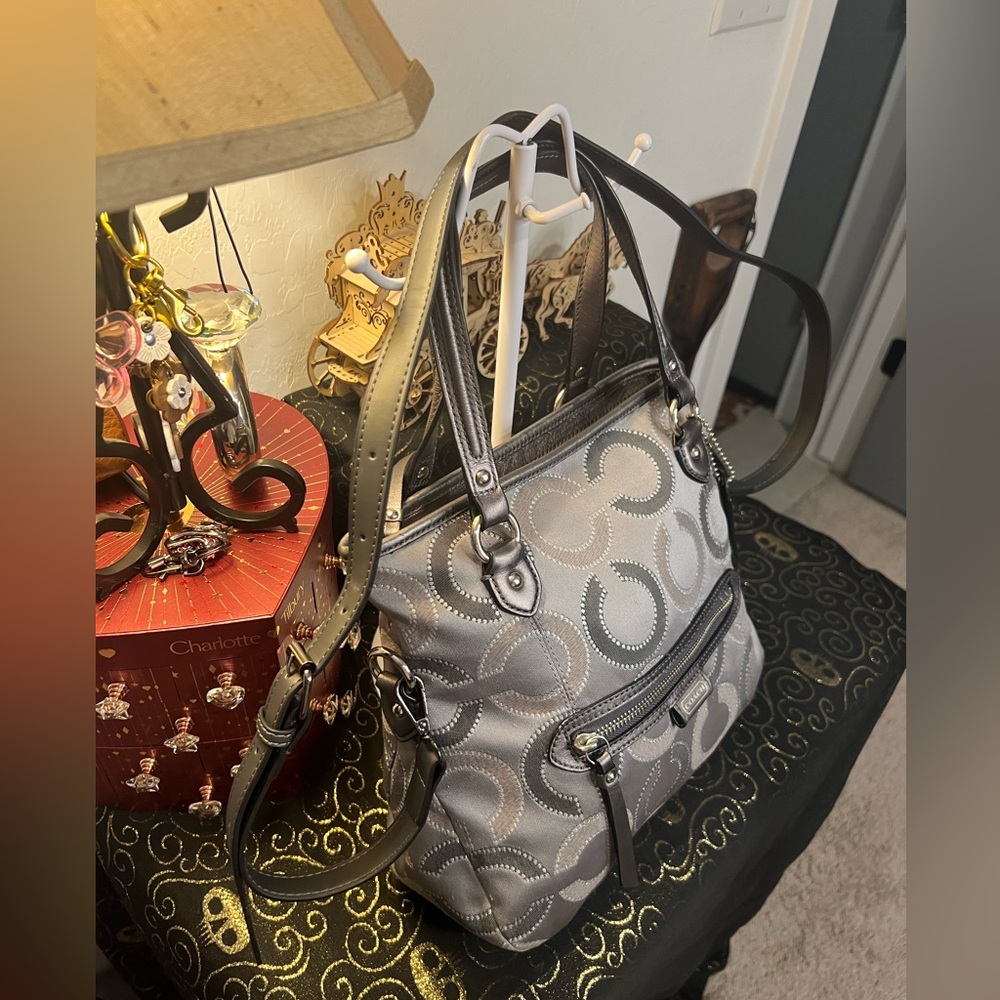 Coach 2013 Daisy Gray Op Art C Shoulder Crossbody Bag #J1373 29128E - Picture 5 of 16
